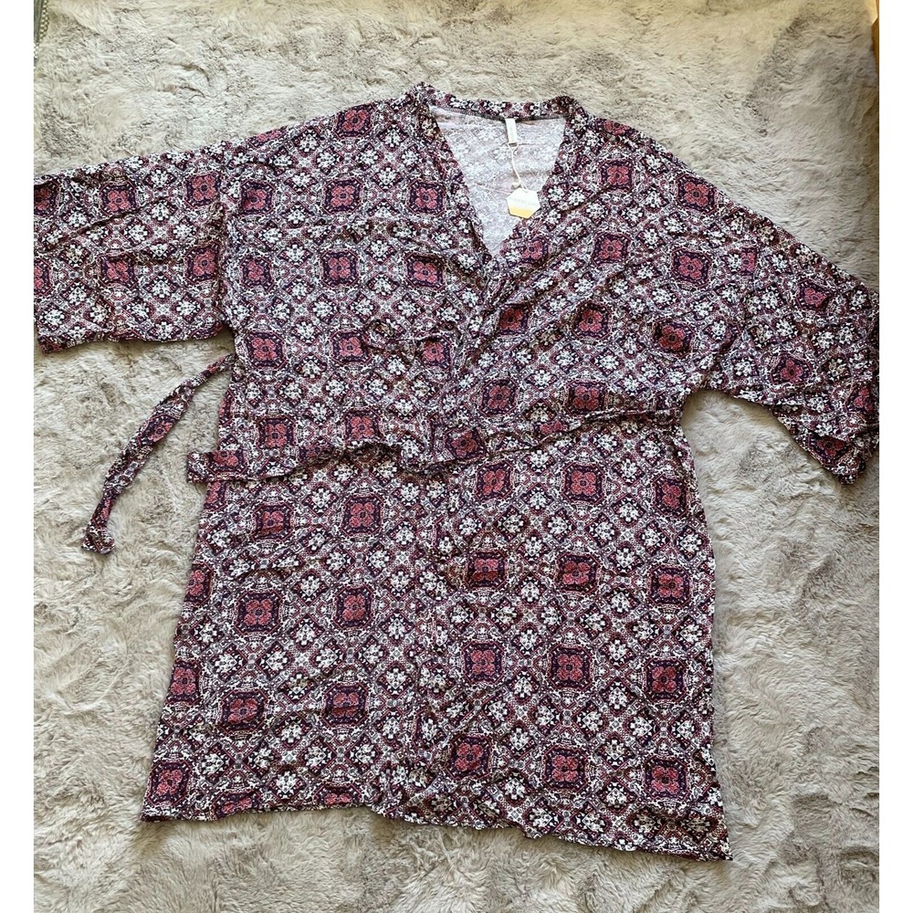 NWT PinkBlush Women's Paisley Kimono Cardigan XL Long Sleeve Tie Waist Boho - Picture 4 of 7